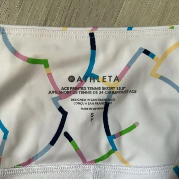 Athleta Women's White Print Ace Tennis Skort Stripe Sz Small - Picture 3 of 6